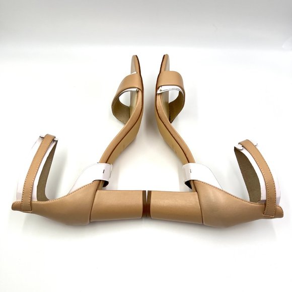 Nine West Pruce Beige Tan Natural Leather Open Toe Block Heels Sandals Shoes 10M - Picture 8 of 14